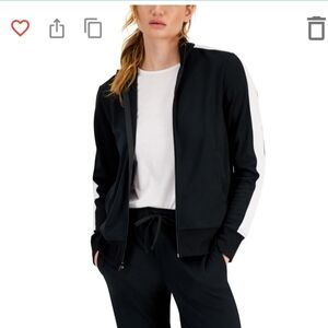 NWT Ideology Womens Track Jacket Size‎ XS Striped Black Active Wear